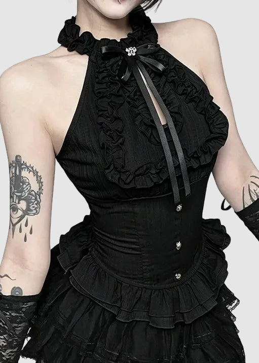 FRILL HALTER GOTHIC TOP / LG1586