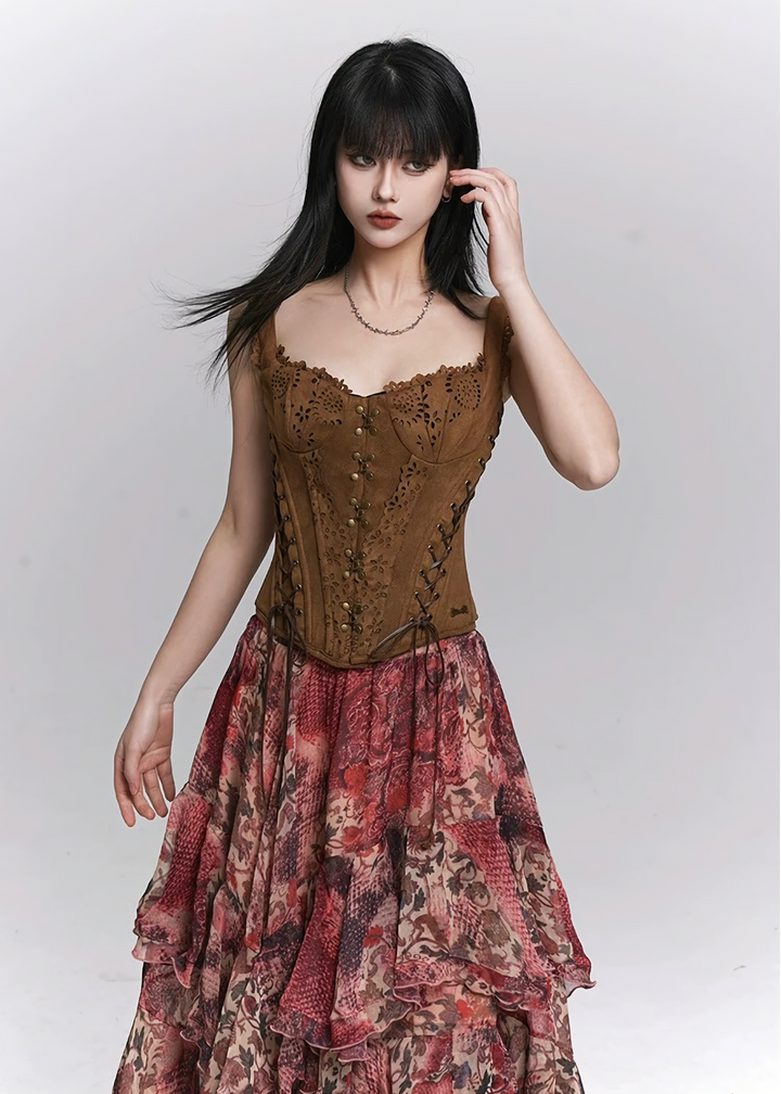 FISHBONE LACE-UP BRA VEST / LG1502