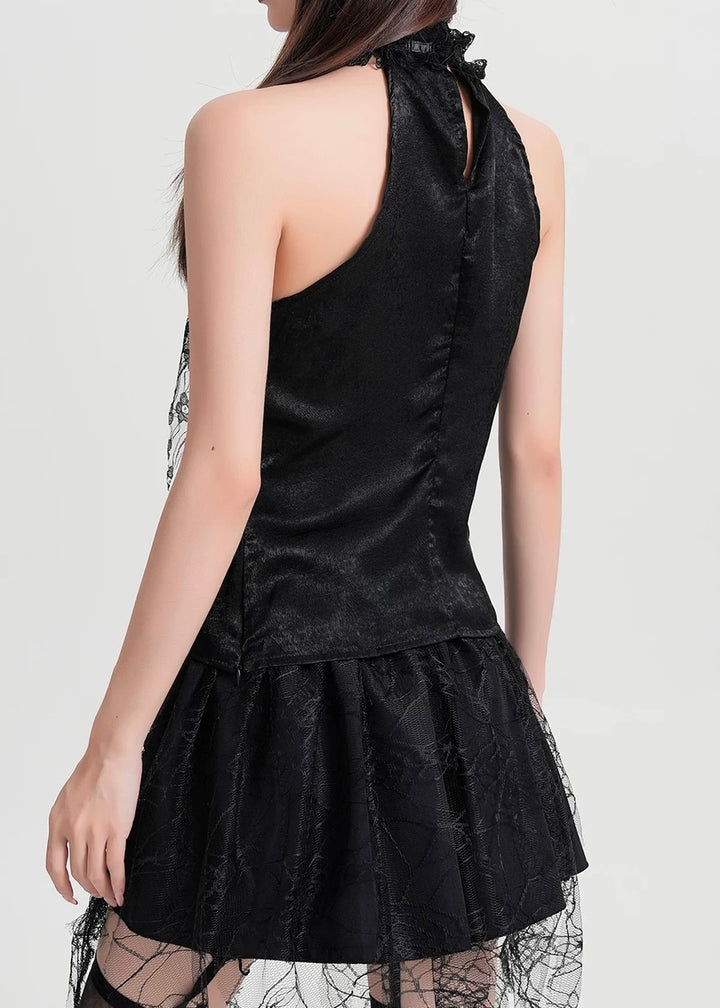 GOTHIC CROSS LACE HALTER TOP / LG1580