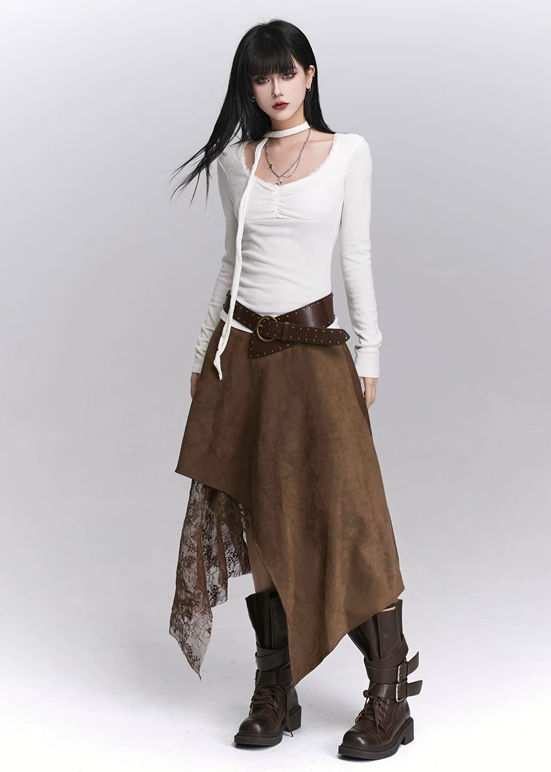 STUDS WIDE LEATHER BELT / A1137