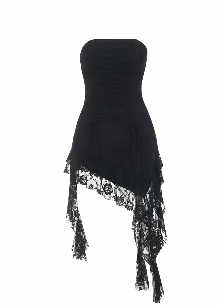 GOTHIC ASYMMETRIC LACE MINI ONEPIECE / LG1689