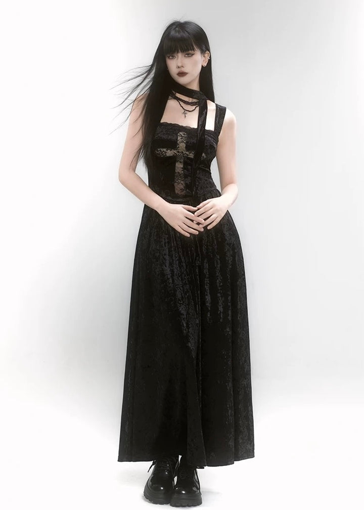 gothic cross dress &amp;amp; short fur jacket / LG1185_e4r