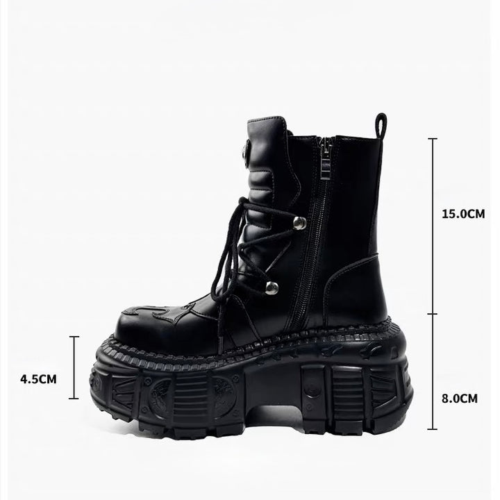 DARK BUCKLE PLATFORM BOOTS / V1173