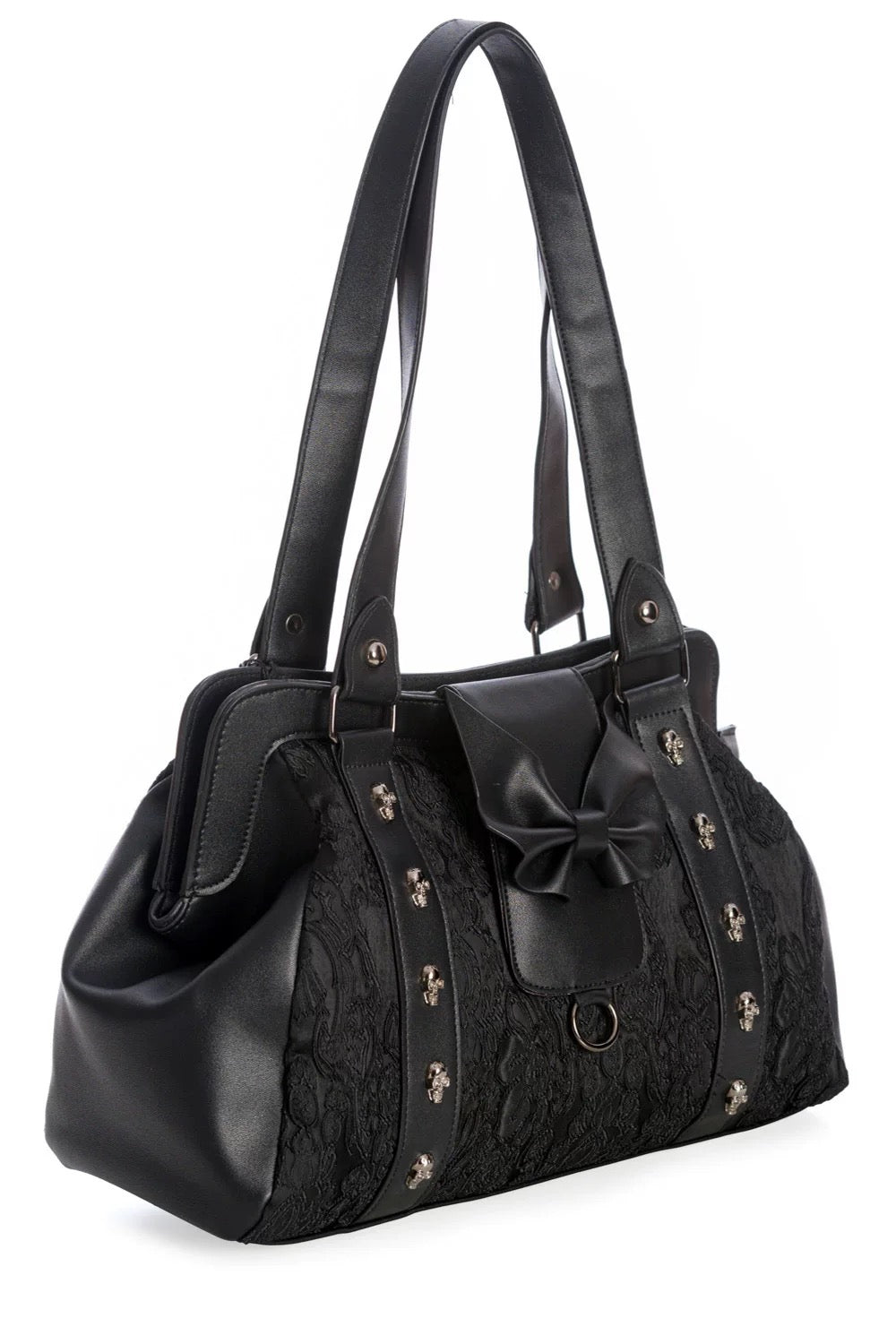 Ribbon skull studded bag / b1109