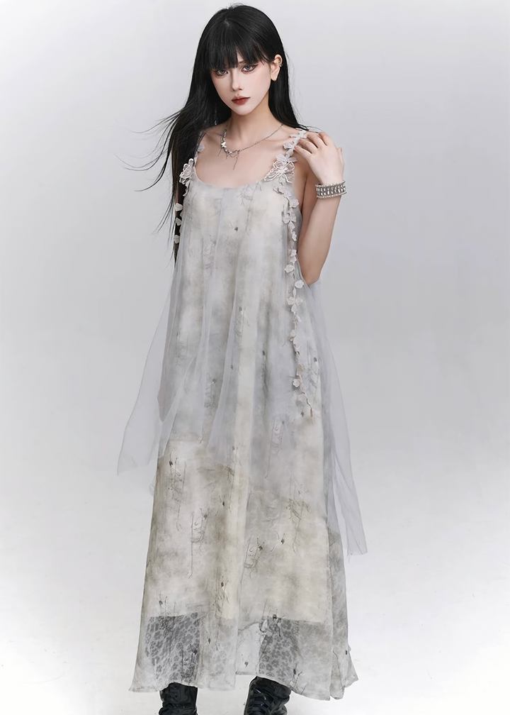 VEIL FLOWER LAYERED DRESS / LG1552