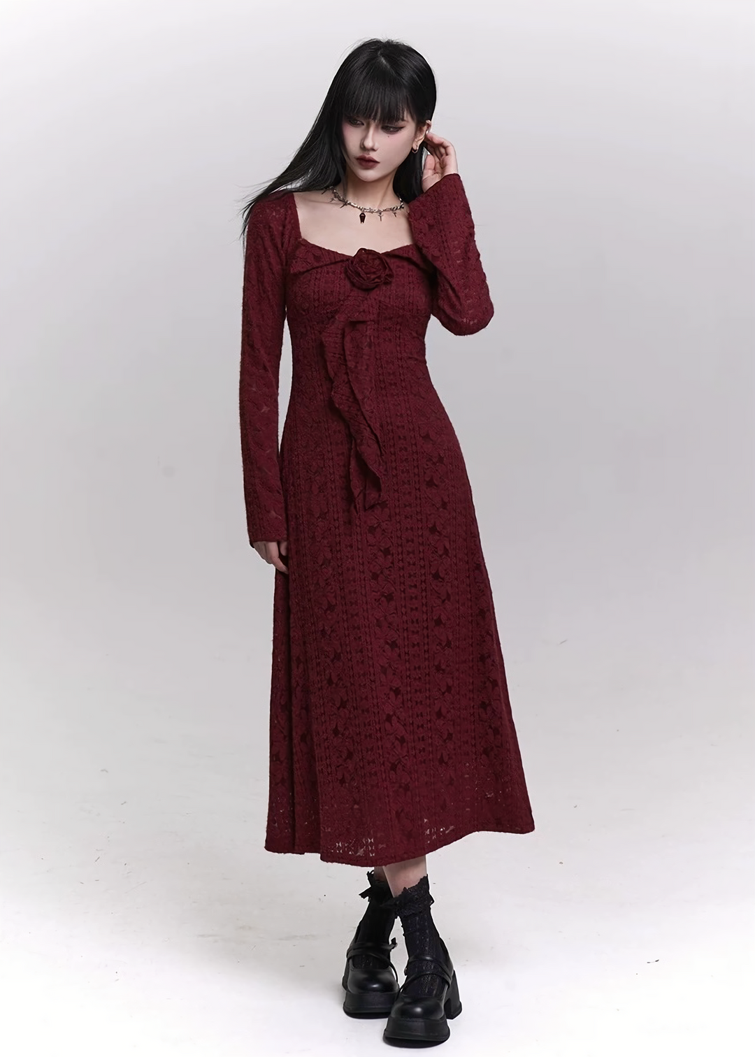 BLOOM ROSE LACE LONG DRESS / LG1474