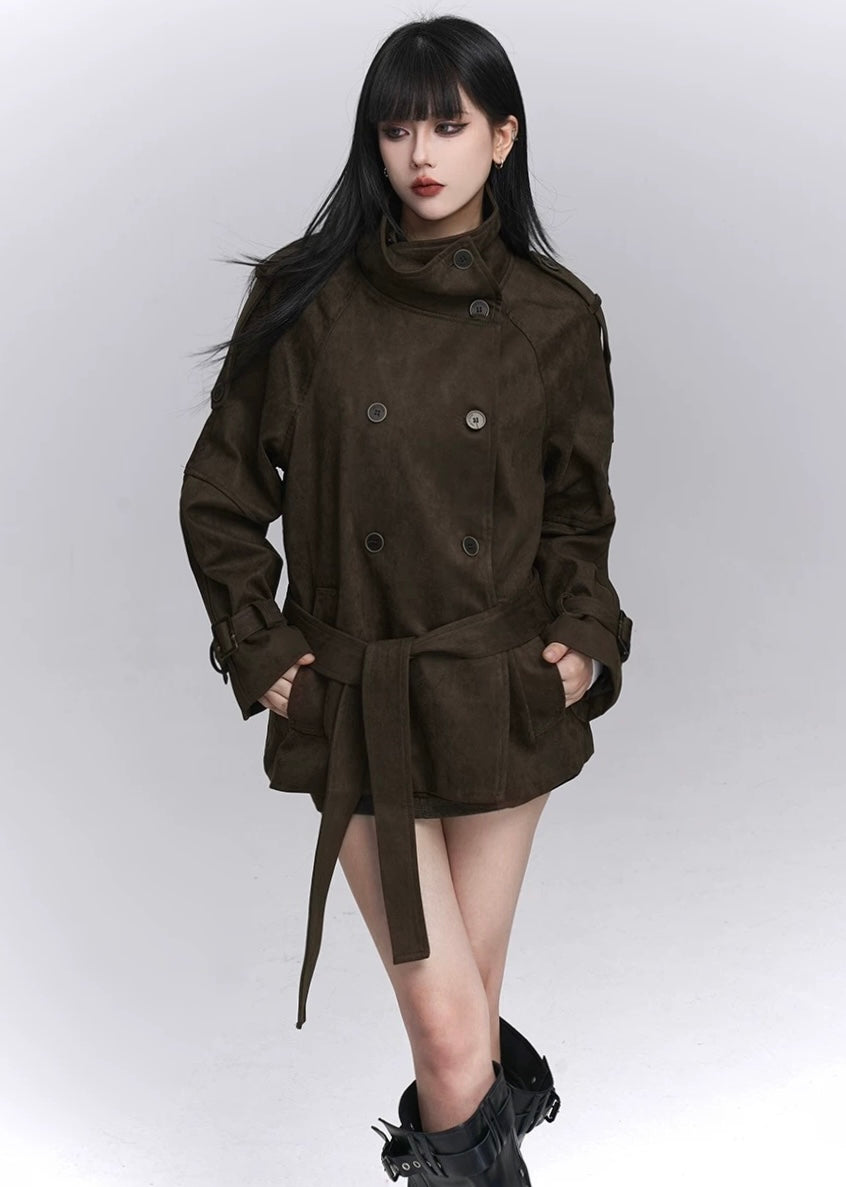 VELVET MILITARY SHORT TRENCH JACKET / LG1432