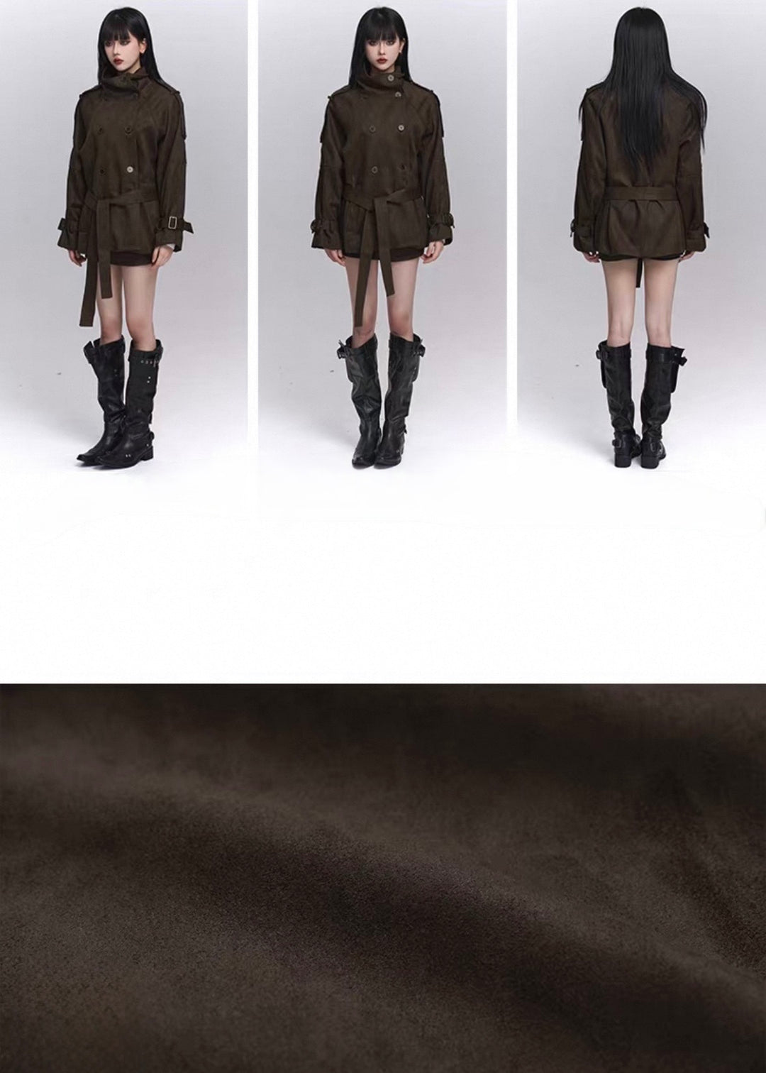 VELVET MILITARY SHORT TRENCH JACKET / LG1432