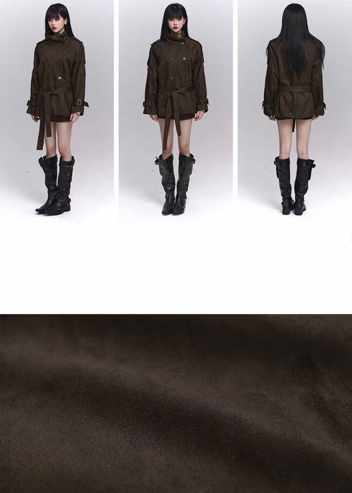 VELVET MILITARY SHORT TRENCH JACKET / LG1432