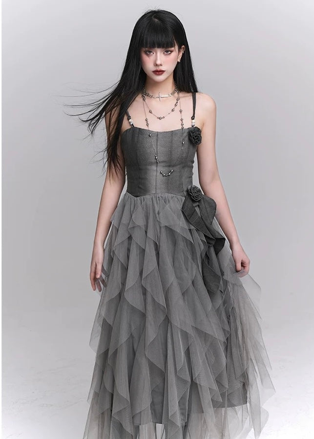 dark rose suspender dress / LG1214_e4r