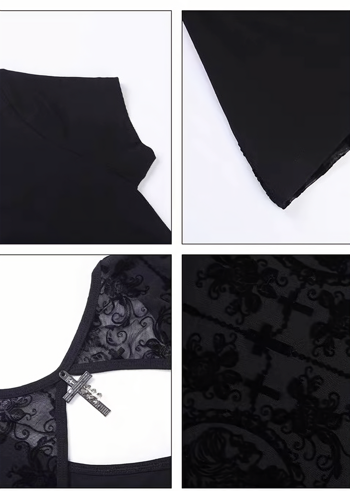 GOTHIC CROSS LACE TOP / LG1638