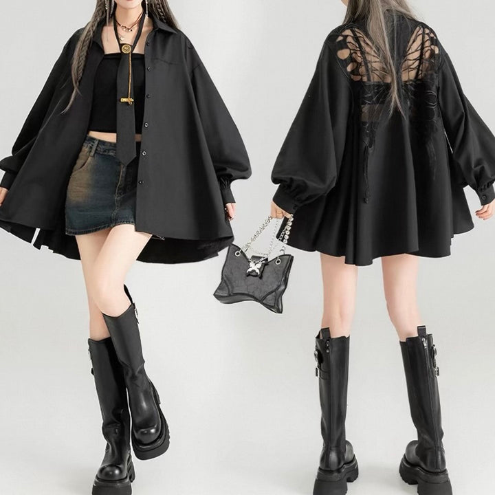BUTTERFLY SHEER BACK SHIRT / LG1601