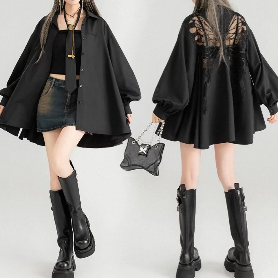 BUTTERFLY SHEER BACK SHIRT / LG1601