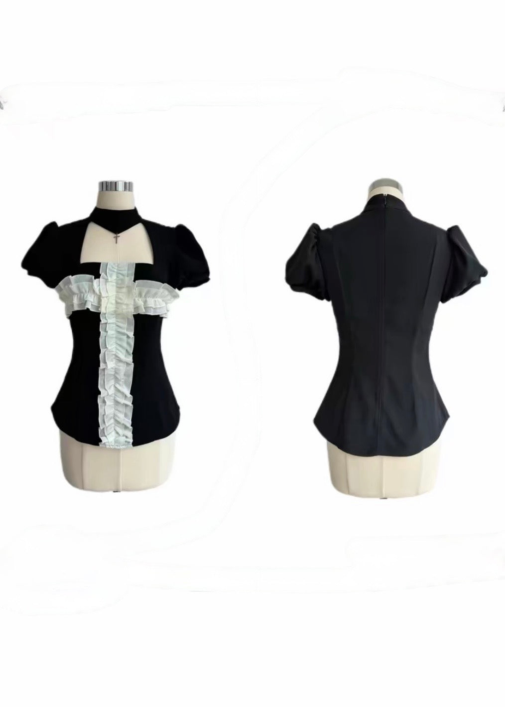 GOTHIC FRILL CROSS TOP SET / LG1626