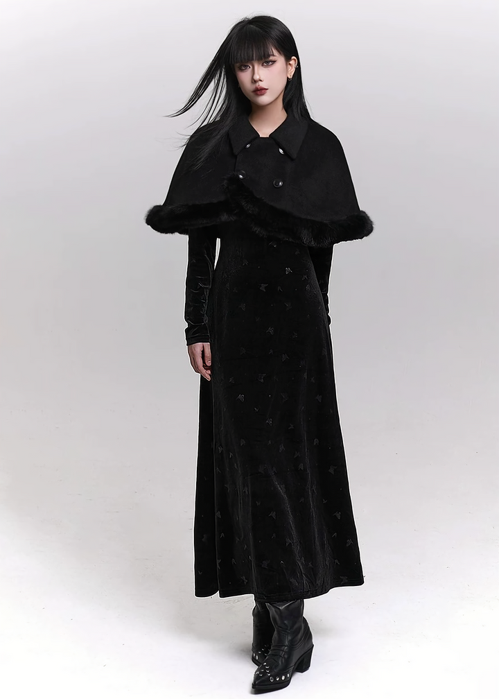 Umbrella fur trim cape / LG1464