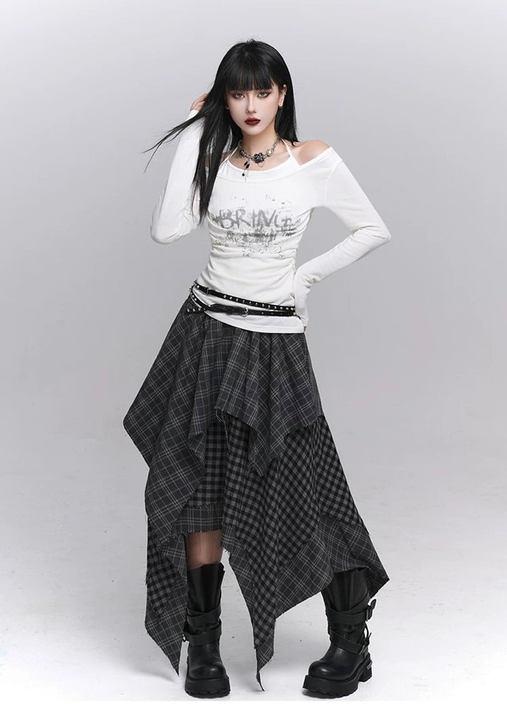 Layered Halter Neck Print Top / lg1357