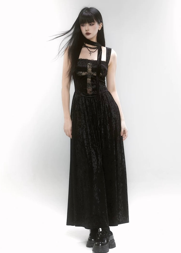 gothic cross dress &amp;amp; short fur jacket / LG1185_e4r