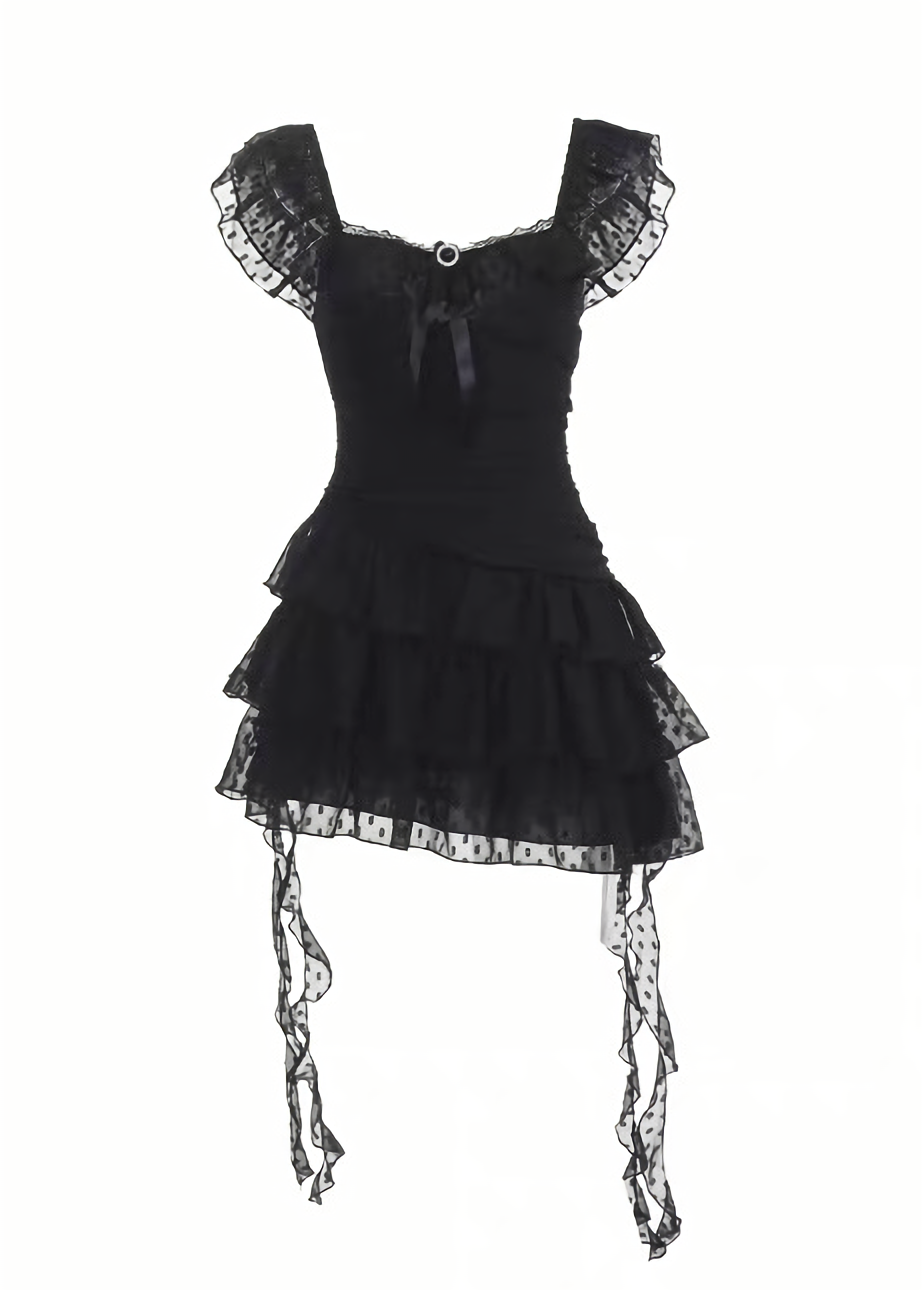 GOTHIC FRILL TIERED MINI ONEPIECE / LG1690