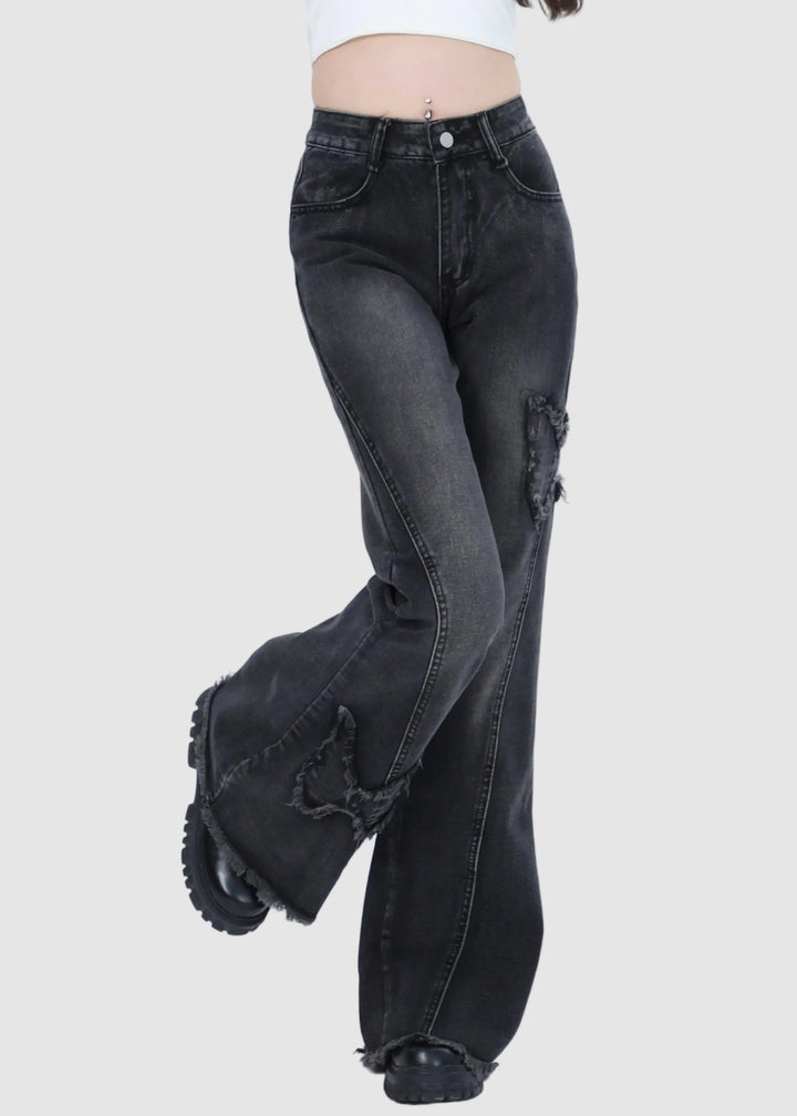 BUTTERFLY DAMAGE FLARE DENIM / LG1590