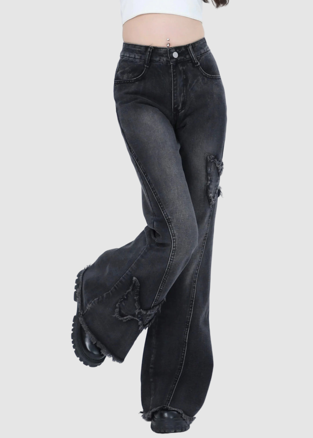 BUTTERFLY DAMAGE FLARE DENIM / LG1590