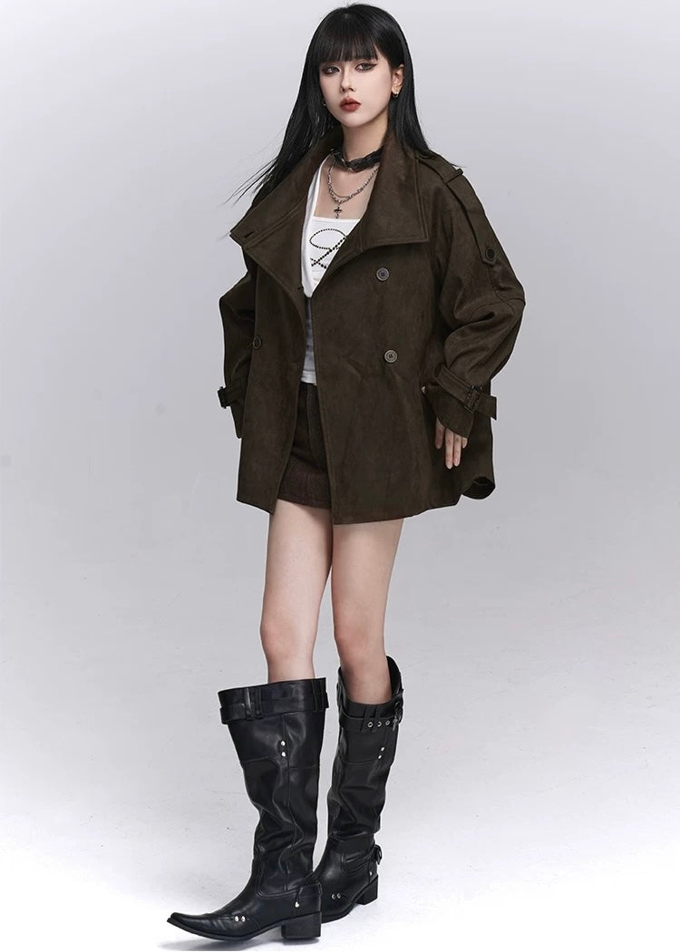VELVET MILITARY SHORT TRENCH JACKET / LG1432