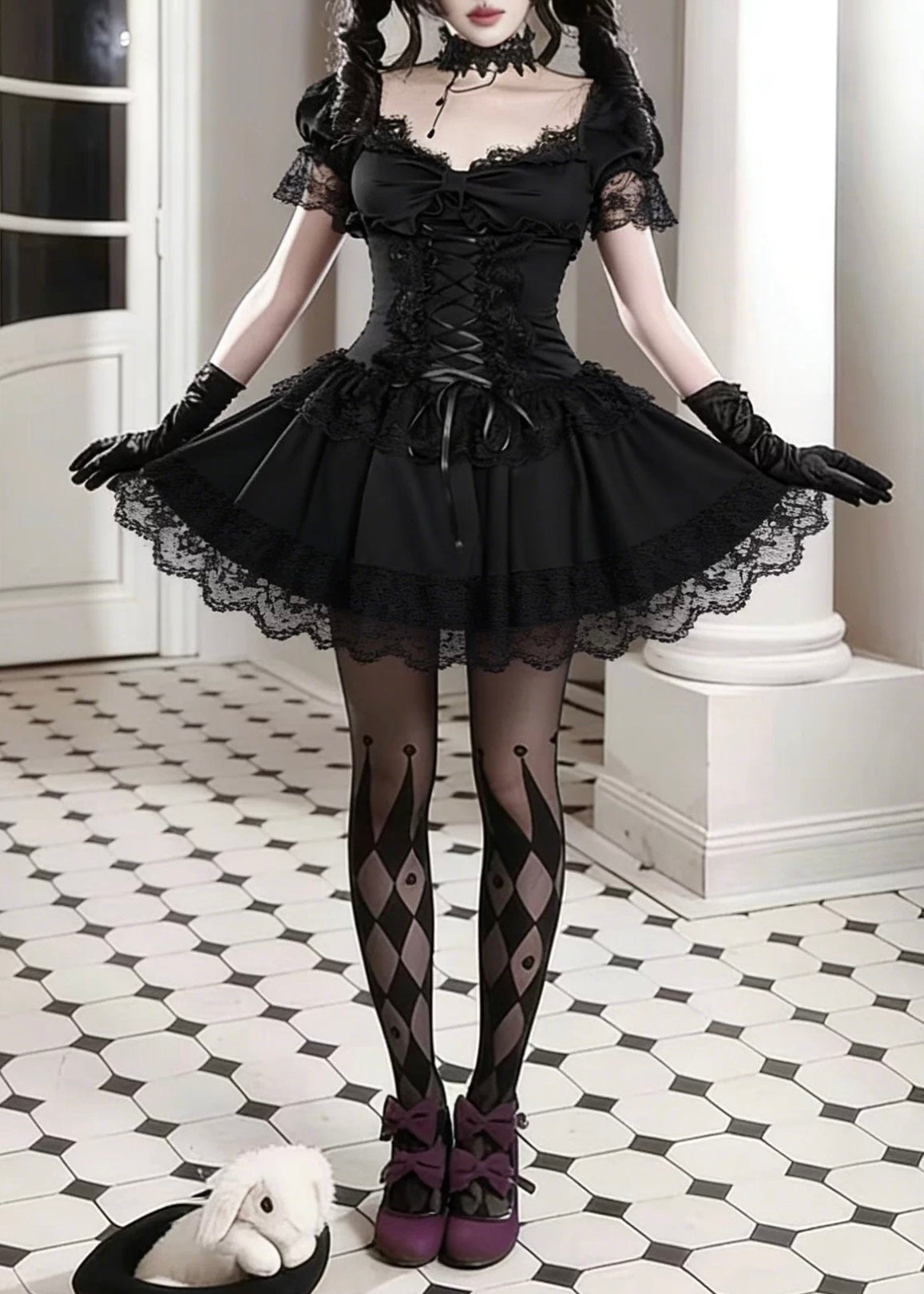 GOTHIC CORSET LACE MINI DRESS / LG1558 – EU4RIA