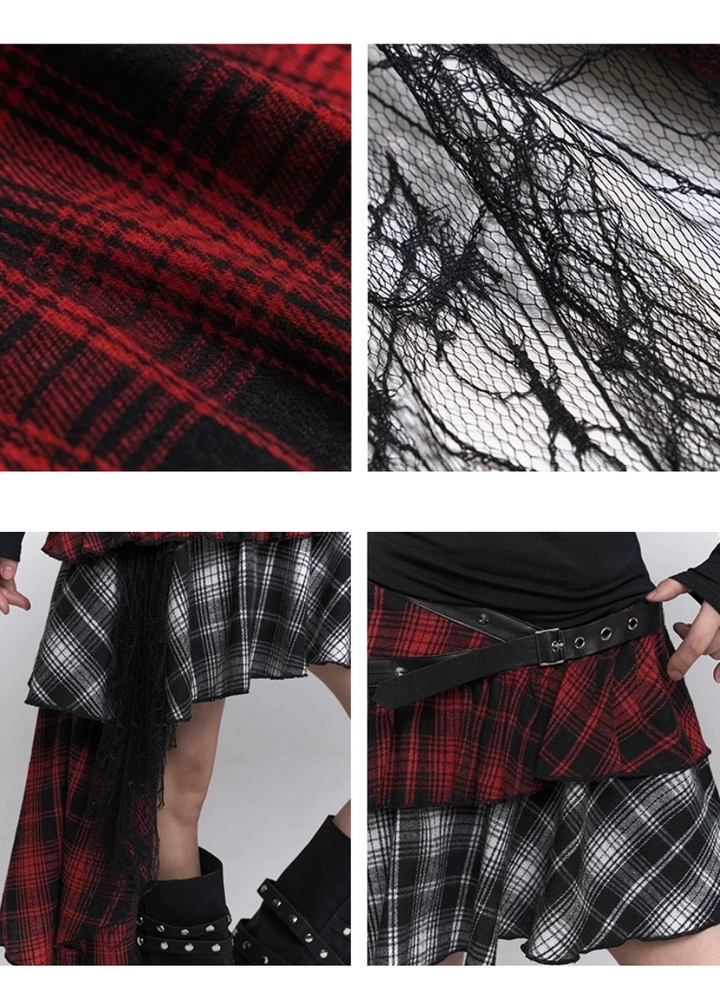 irregular plaid skirt / LG1239