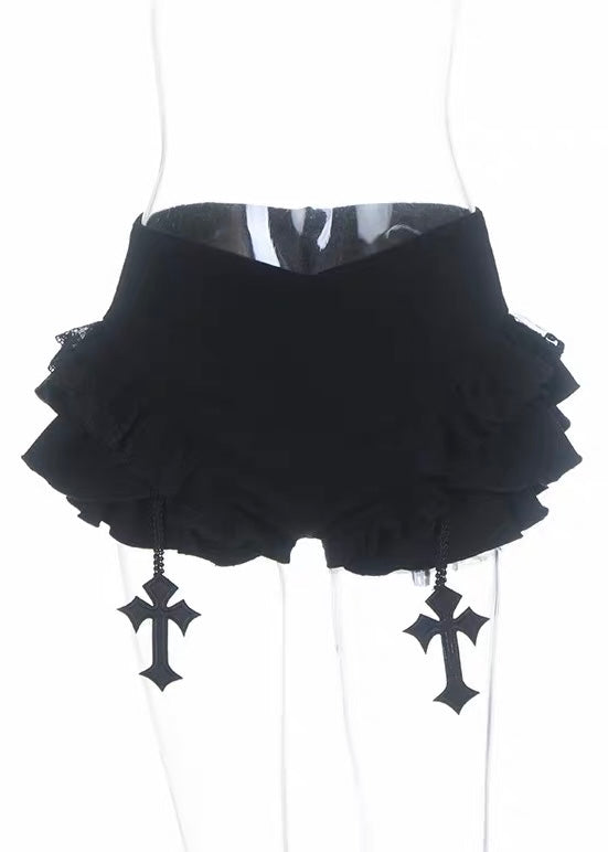 DARK CHINA CUTOUT TOP &amp; FRILL MINI SKIRT / LG1680