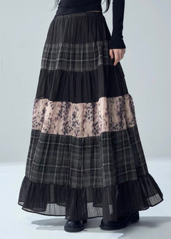 PATCHWORK TIERED MAXI SKIRT / LG1717