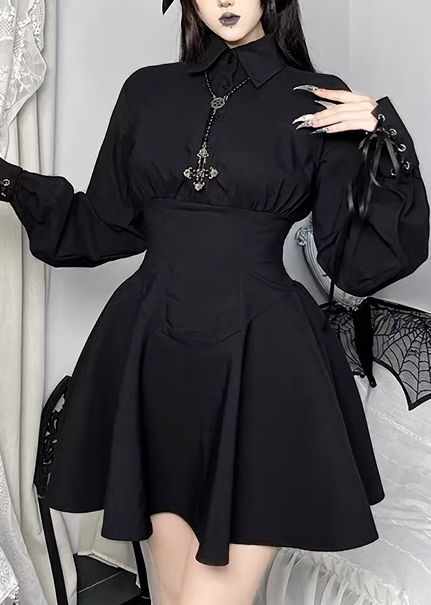 CORSET WAIST FLARE SHIRT ONE-PIECE / LG1708