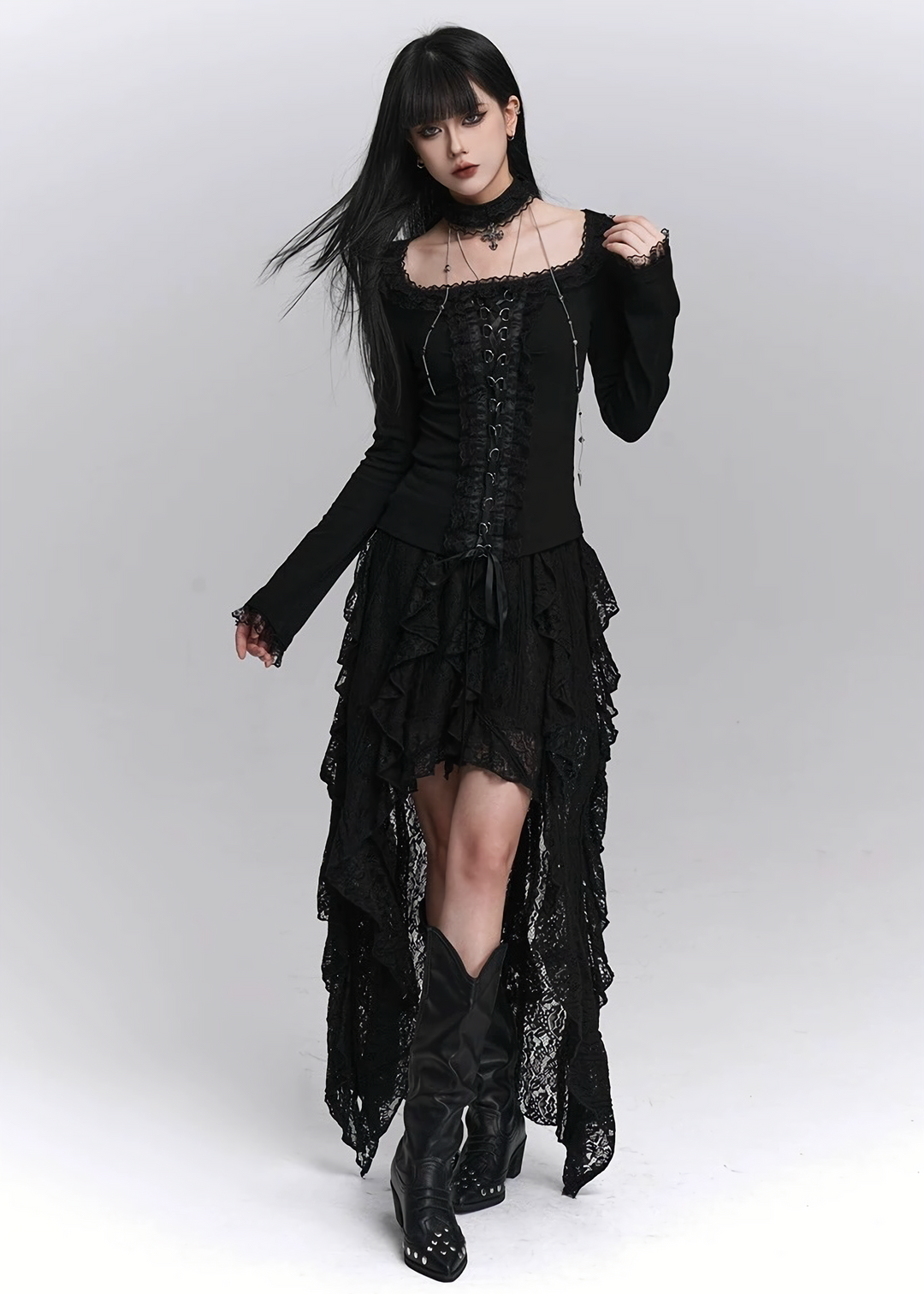 LACE-UP GOTHIC CHOKER TOP / LG1431