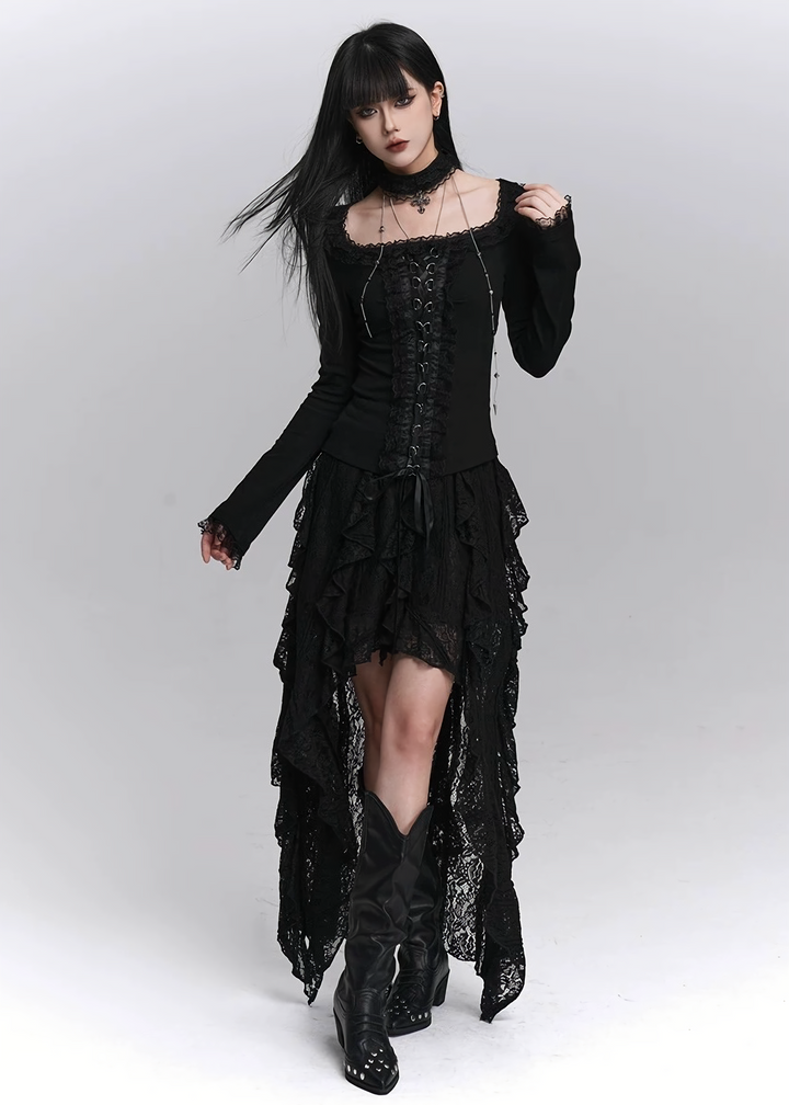 LACE-UP GOTHIC CHOKER TOP / LG1431