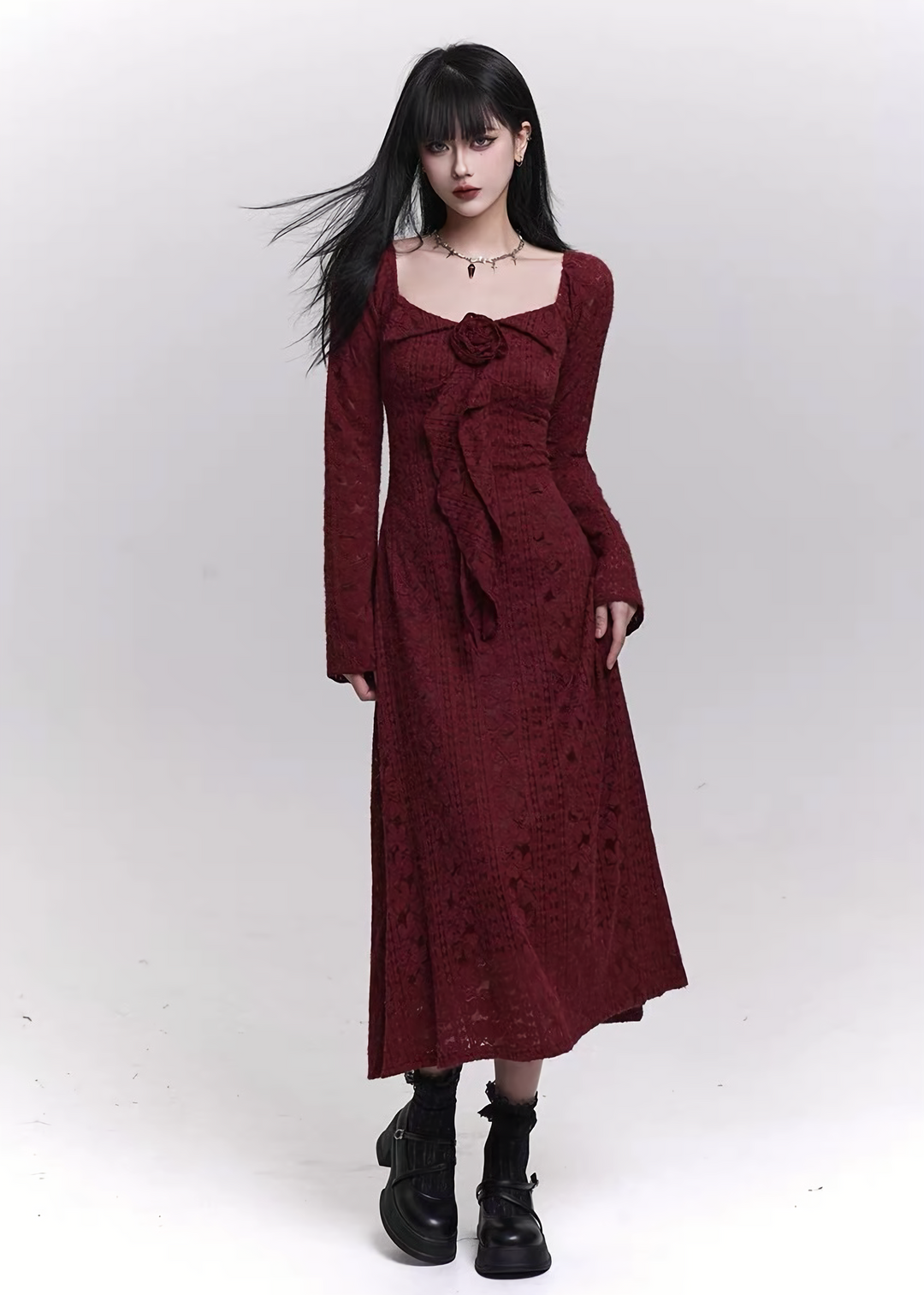 BLOOM ROSE LACE LONG DRESS / LG1474