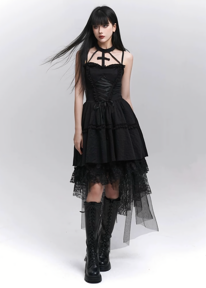 Gothic Cross Strap Dress / LG1284