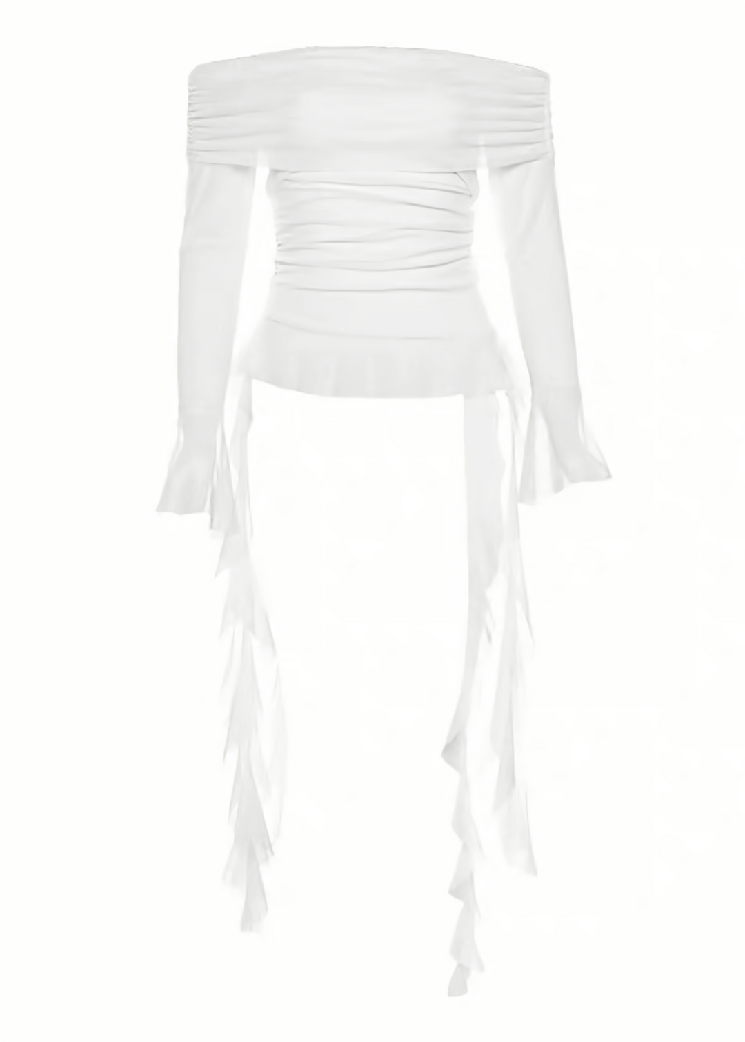 DARK OFF-SHOULDER SHEER FRILL TOP / LG1646