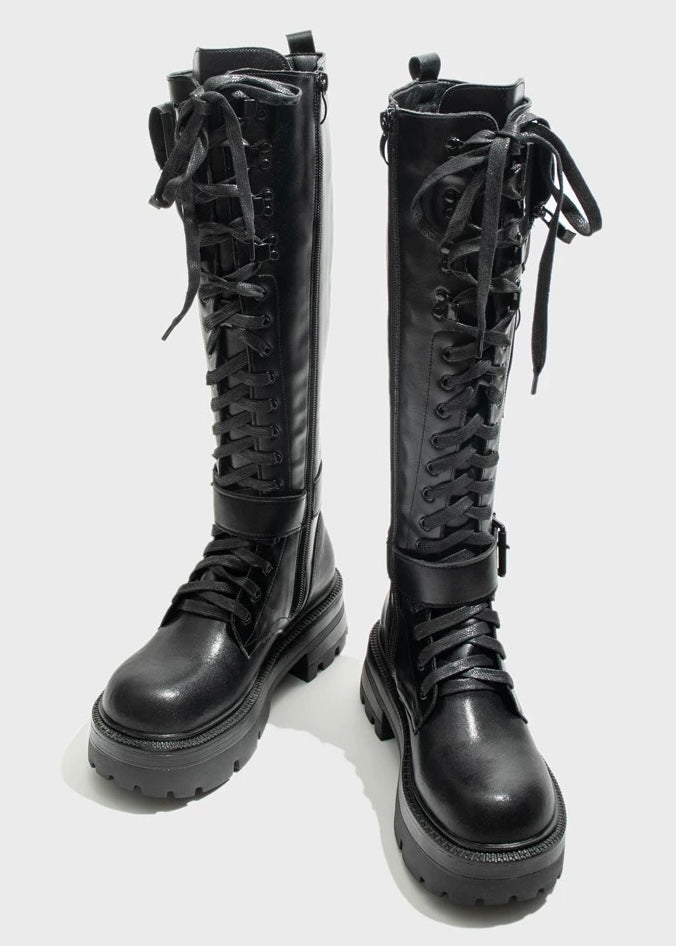 lace up combat boots / v1110