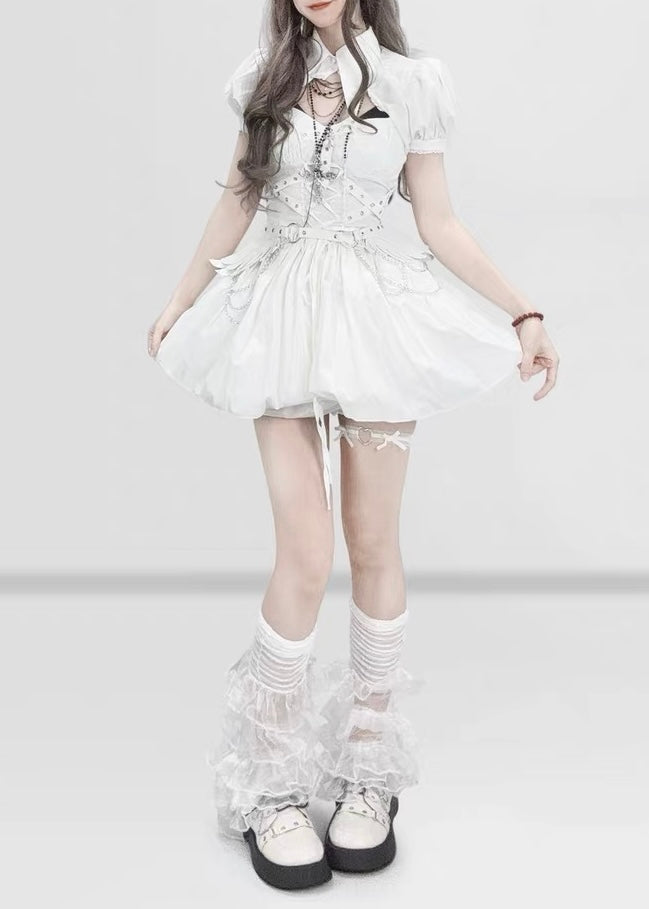 GOTHIC WHITE CORSET DRESS SET / LG1615