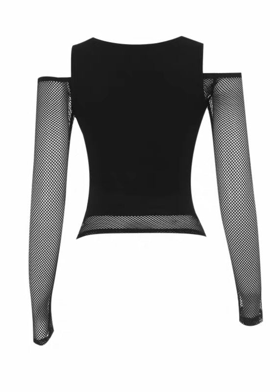 DARK OFF-SHOULDER MESH TOP / LG1630