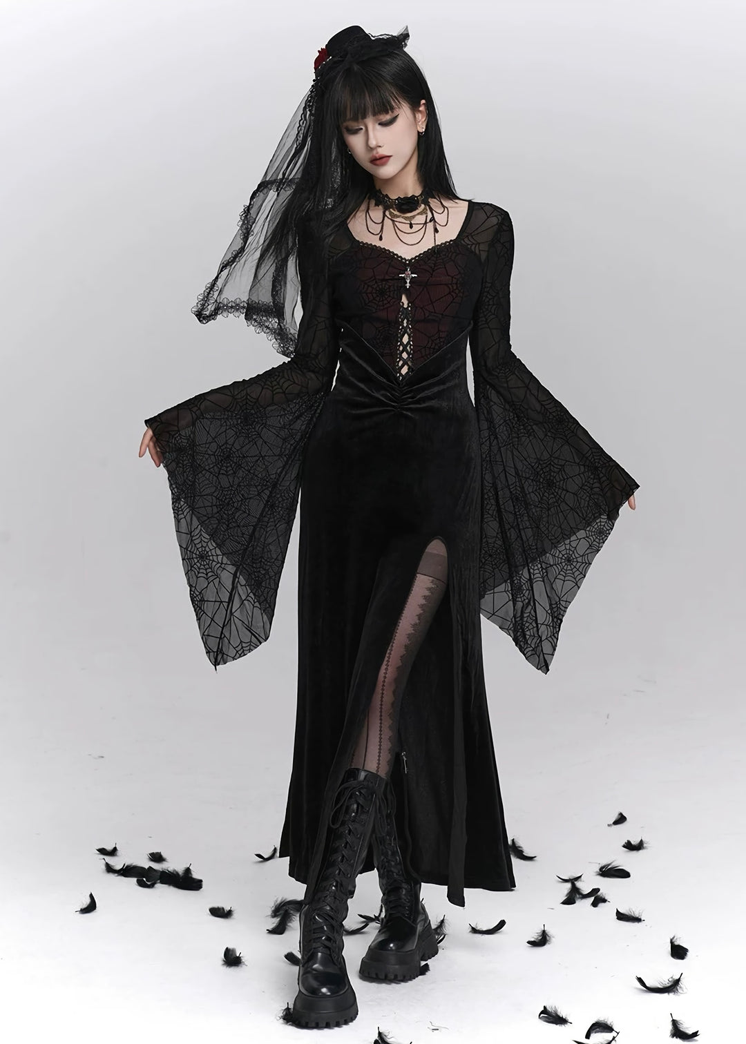 Dark Veil Gothic Long Dress / LG1409
