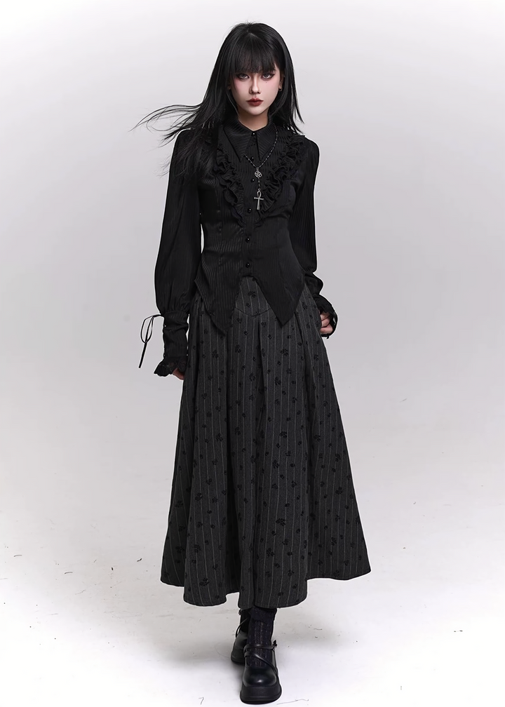 REQUIEM CORSET A-LINE MIDI SKIRT / LG1466