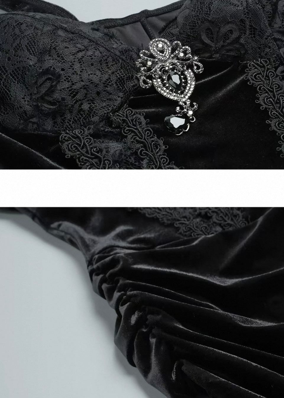 VELVET LACE DRAPE DRESS / LACE BELL SLEEVE BOLERO / LG1731