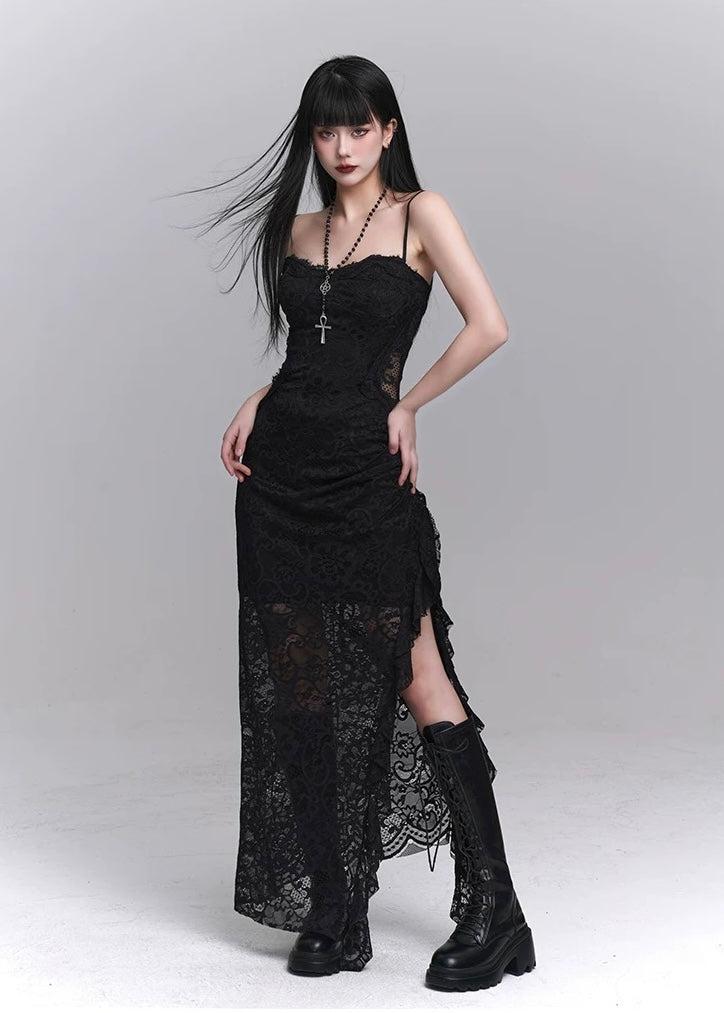 black lace suspender dress / LG1241