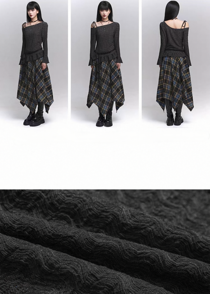 Asymmetry Neck Frill Top / lg1364