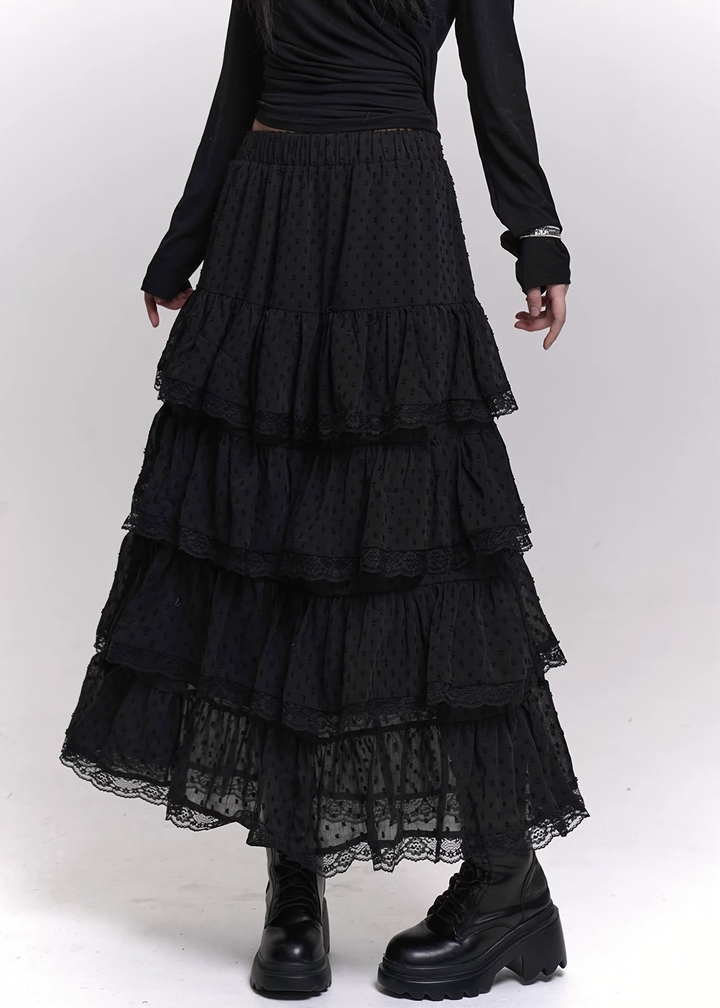 TIERED LACE LONG SKIRT / LG1452