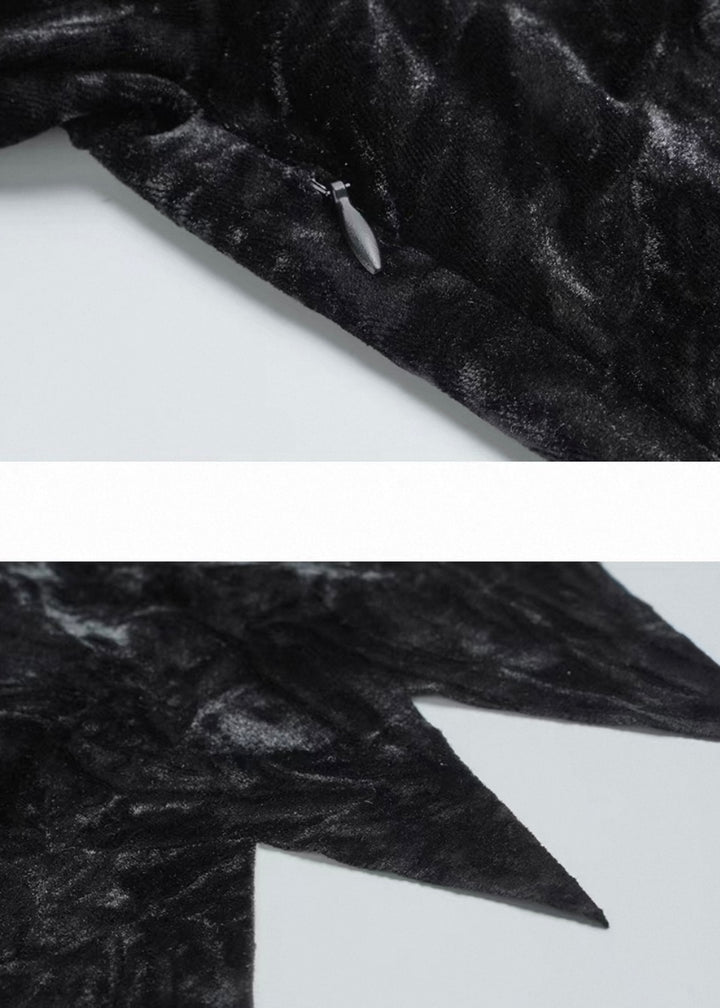 VELVET BELL SLEEVE SLIT LONG DRESS / LG1730