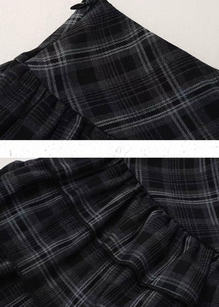 CHECK TIERED MINI SKIRT / LG1537