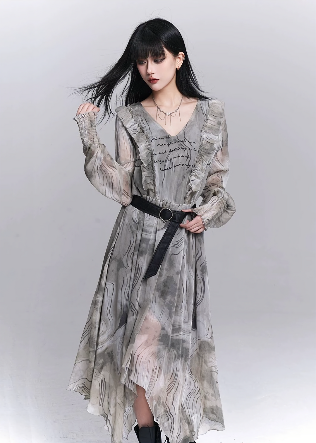 SHEER MARBLE FLOW DRESS / LG1544