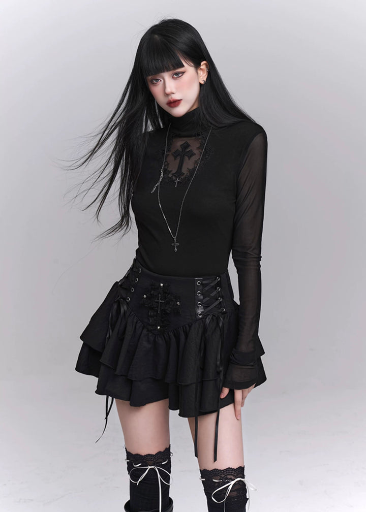 gothic cross lace slim fit / LG1232