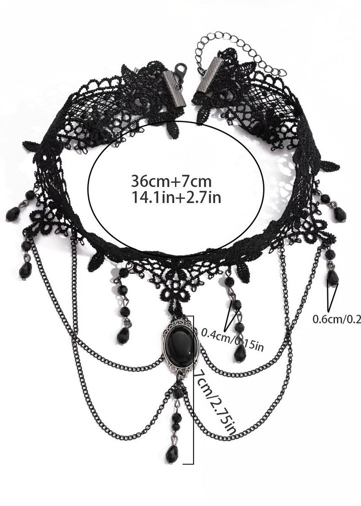 Lace Chain Tassel Choker / A1135