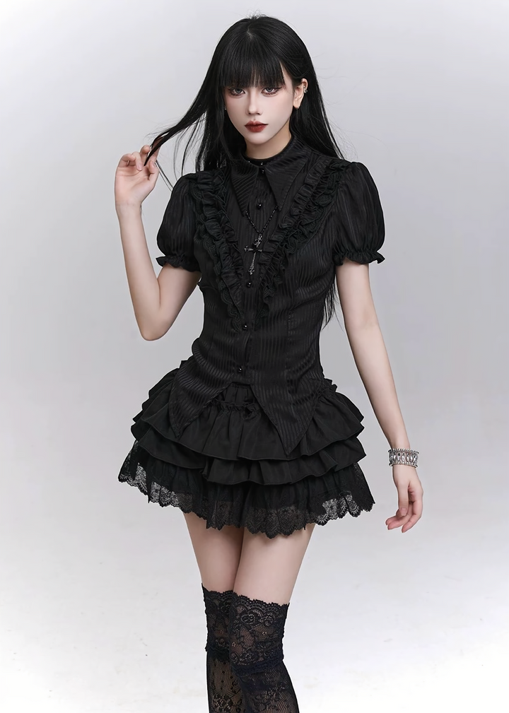 REQUIEM RUFFLE PUFF SLEEVE SHIRT / LG1308
